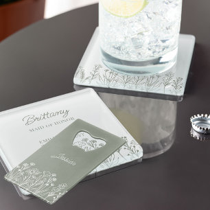 Eenvoudige Wildflower elke kleur bruiloft Kredietkaart Flessenopener