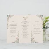 Eenvoudige Wildflower Fern Beige Wedding Program F (Staand voorkant)