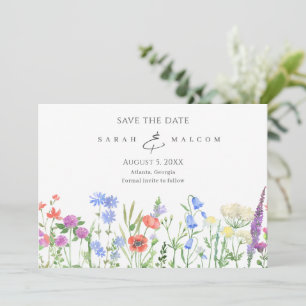 Eenvoudige Wildflower foto bruiloft Sla de datum o Save The Date
