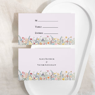 Eenvoudige Wildflower Lavendel Bruiloft Menu Flat Plaatskaartje