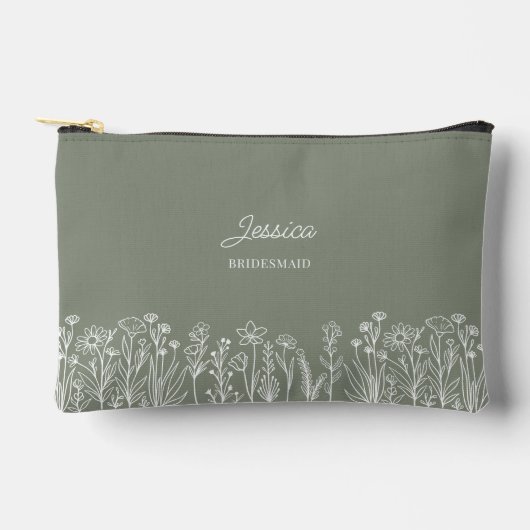 Eenvoudige Wildflower Sage Groen Bruiloft Bruidsme Etui (Voorkant)