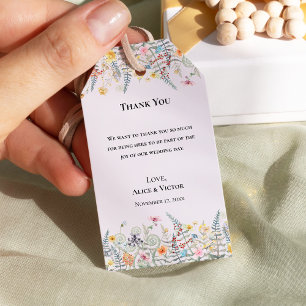 Eenvoudige Wildflower Varen Lavendel Bruiloft Dank Cadeaulabel