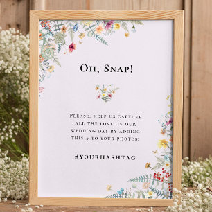 Eenvoudige Wildflower Varen Lavendel Bruiloft Hash Poster