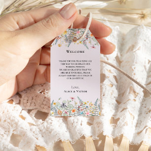 Eenvoudige Wildflower Varen Lavendel Bruiloft Welk Cadeaulabel