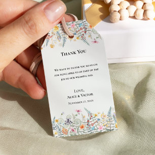 Eenvoudige Wildflower Varen Mint Bruiloft Dank u Cadeaulabel