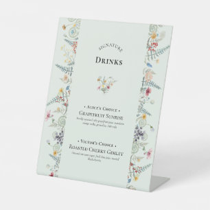 Eenvoudige Wildflower Varen Mint Groene Signature Reclamebord Met Voetstuk