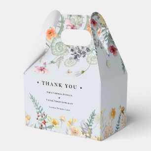 Eenvoudige Wildflower Varen Stoffig Blauw Bruiloft Bedankdoosjes