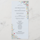 Eenvoudige Wildflower Varen Stoffig Blauw Bruiloft Programma (Voorkant)