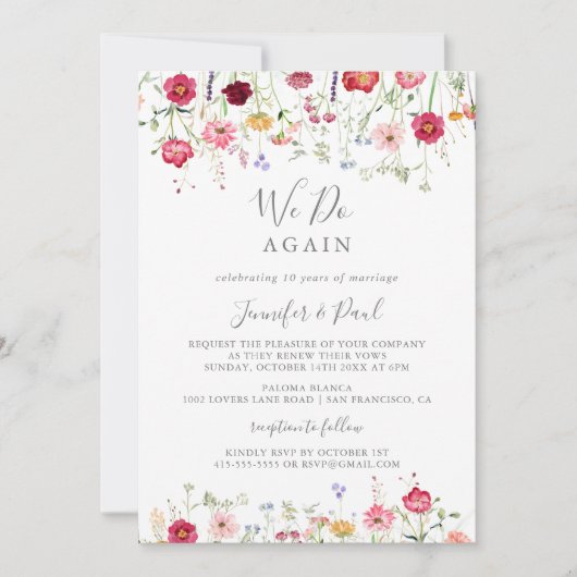 Eenvoudige Wildflower We doen opnieuw Gelofte Vern Kaart (Voorkant)