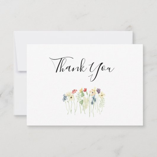 Eenvoudige Wildflower Weddenschap Hartelijk dank Bedankkaart (Voorkant)