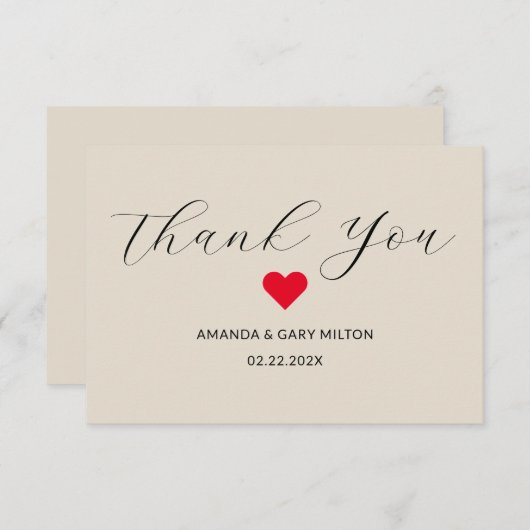 Eenvoudige winter hart bruiloft dank u bedankkaart (Voorkant / Achterkant)