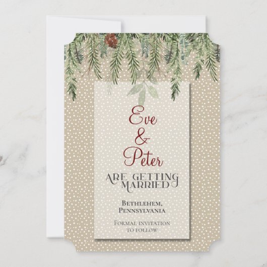 Eenvoudige winter met lantaarnbruiloft save the date (Achterkant)