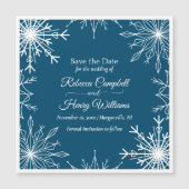 Eenvoudige winter sneeuwvlokken opslaan de datum b magnetische uitnodiging (Voorkant)