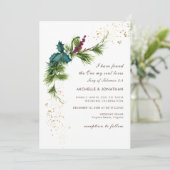 Eenvoudige wintergroen Modern Christelijk bruiloft Kaart (Staand voorkant)
