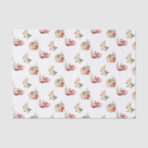 Eenvoudige winterrode esthetische Waterverf Kerstm Tissuepapier