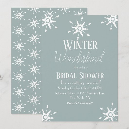 Eenvoudige Winterse Sneeuwvlokken Bruiloftsshower Kaart (Voorkant / Achterkant)