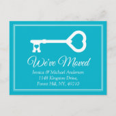 Eenvoudige Wit Blauw Minimale Sleutel Verhuisaanko Aankondigingskaart (Voorkant)