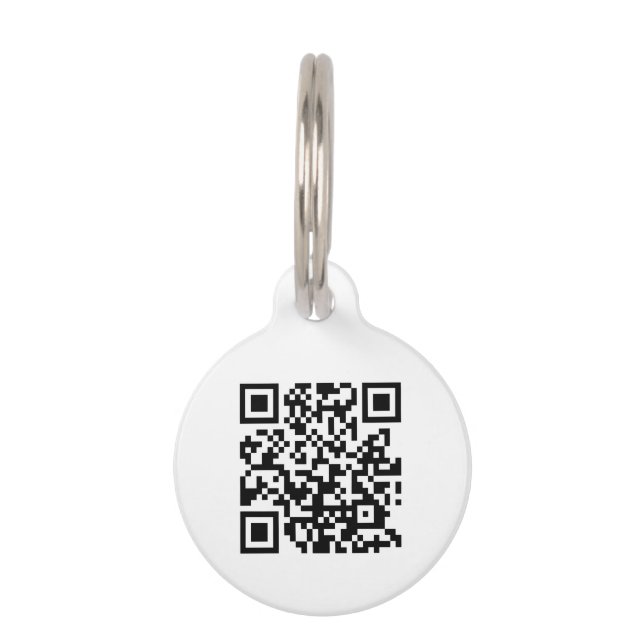 Eenvoudige Wit-minimalistische QR-code aangepaste  Huisdierpenning (Voorkant)