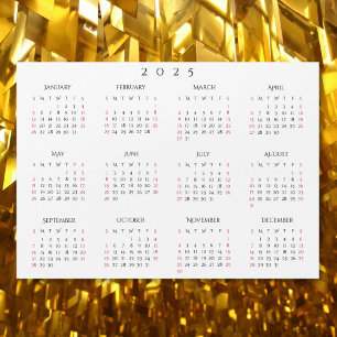 Eenvoudige witte 2025 Jaarlijkse Voljaar Kalender 
