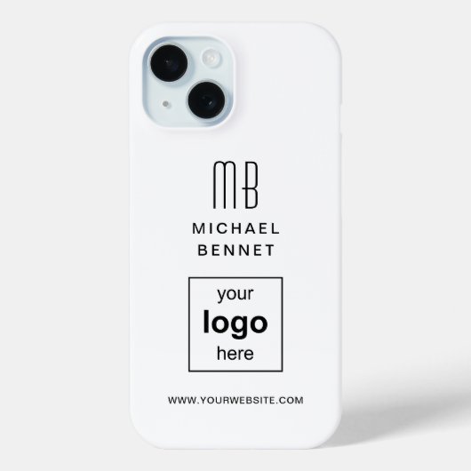 Eenvoudige witte aangepaste zakelijke Logo Case-Mate iPhone Case (Achterkant)