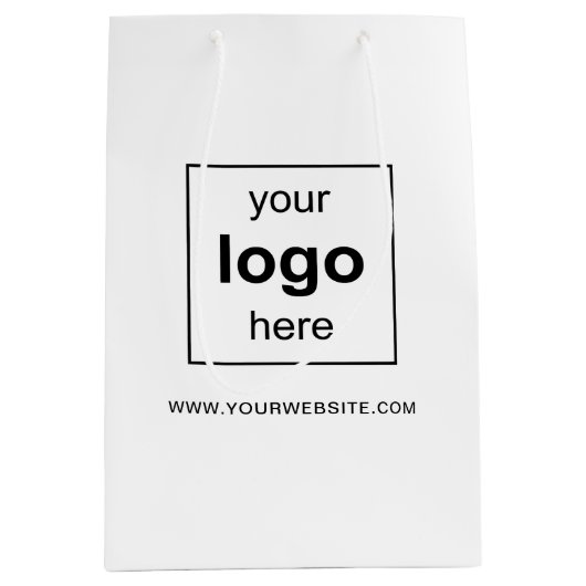 Eenvoudige witte aangepaste zakelijke Logo Medium Cadeauzakje (Voorkant)