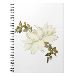Eenvoudige Witte Bloem en Blad Notitieboek