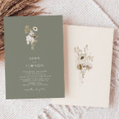 Eenvoudige witte bloem | Sage Green Wedding Kaart