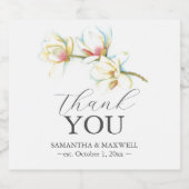 Eenvoudige Witte Bloemen Dank u Favorieten Sparkling Wijnetiket (Enkel label)