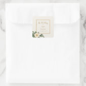 Eenvoudige witte bloemen | Huwelijksenvelopzegel Vierkante Sticker (Tas)