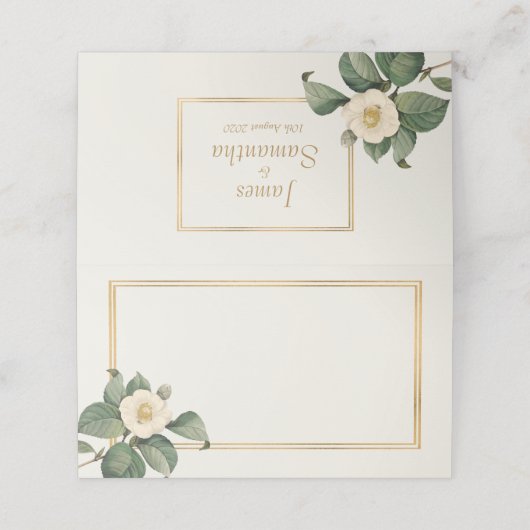 Eenvoudige witte bloemenillustratie | Trouwtafel (Buitenkant ongevouwen)