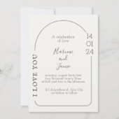 Eenvoudige Witte & Bruine bruiloft uitnodiging (Voorkant)