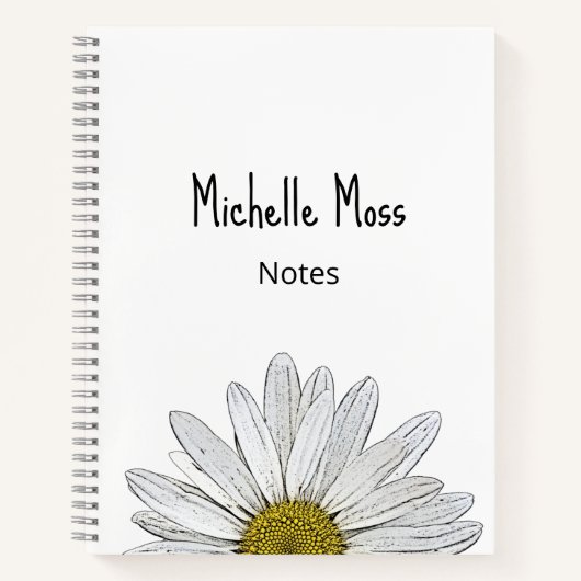Eenvoudige witte Daisy botanisch, aangepast Notitieboek (Voorkant)