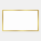 Eenvoudige witte en gouden rand rechthoekige sticker (Voorkant)