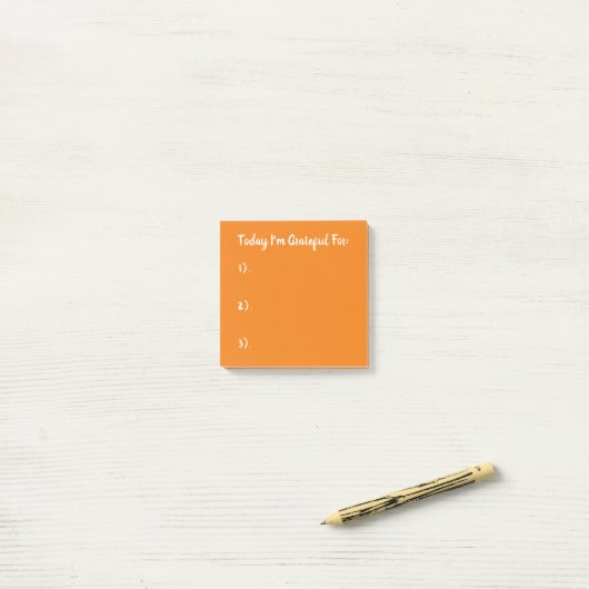Eenvoudige witte en Oranje dankbaarheid Post-it® Notes (Op bureau)