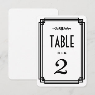 Eenvoudige witte en zwarte Art Deco tafel nummers Kaart