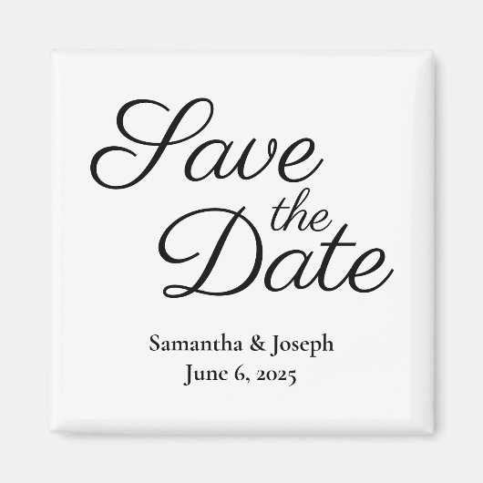 Eenvoudige witte en zwarte Save the Date Magneet (Voorkant)
