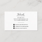 Eenvoudige witte fotografie trendy foto kalligrafi visitekaartje (Achterkant)