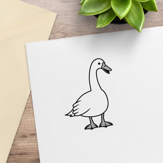 Eenvoudige witte gans 	rubberstempel