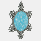 Eenvoudige witte gloed Sneeuwvlokken op blauwe kl Tin Sneeuwvlok Ornament (Links)