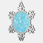 Eenvoudige witte gloed Sneeuwvlokken op blauwe kl Tin Sneeuwvlok Ornament (Rechts)