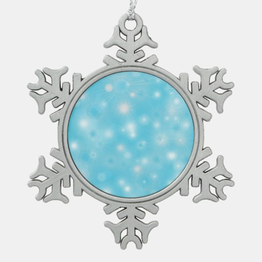 Eenvoudige witte gloed Sneeuwvlokken op blauwe kl Tin Sneeuwvlok Ornament (Voorkant)