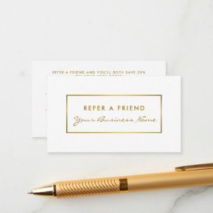Eenvoudige Witte & Gouden Folie Effect Referral Ka Informatiekaartje