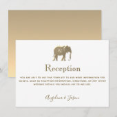 Eenvoudige Witte Gouden Olifant Trouwreceptiekaart (Voorkant / Achterkant)