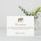 Eenvoudige Witte Gouden Olifant Trouwreceptiekaart (Staand voorkant)