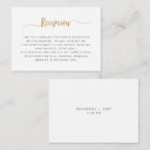 Eenvoudige witte gouden ontvangst  informatiekaartje (Voorkant / Achterkant)