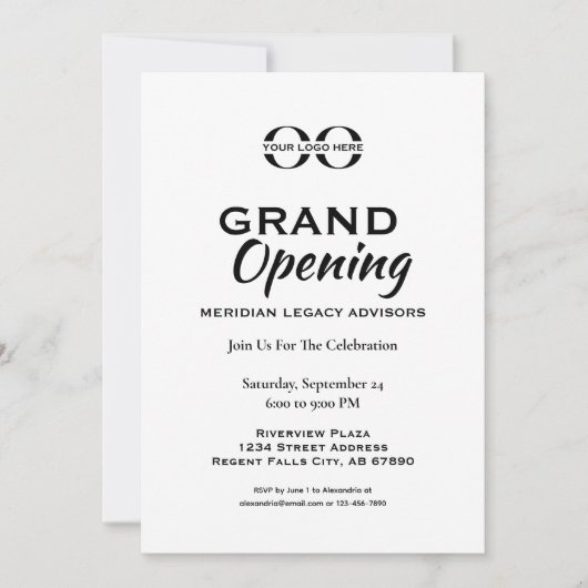 Eenvoudige Witte Grote Openingsuitnodiging Kaart (Voorkant)