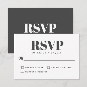 Eenvoudige Witte Houtskoolgrijs Moderne Minimalist RSVP Kaartje