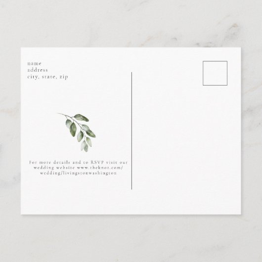 Eenvoudige witte Hydrangea Briefkaart bruiloft uit (Achterkant)