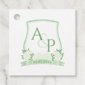 Eenvoudige witte hydrangeas Greenery Wedding Crest Bedankjes Labels (Voorkant)