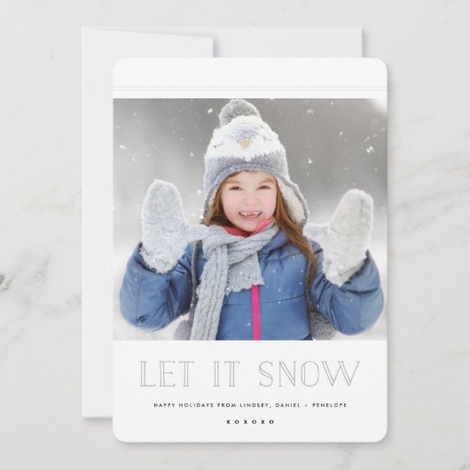 Eenvoudige witte kerstKaarten | Laat het sneeuwen Kaart (Voorkant)